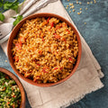 Buffet hot - Bulgur mit gerösteten Zucchini und Paprika Stücken x 12 Portionen