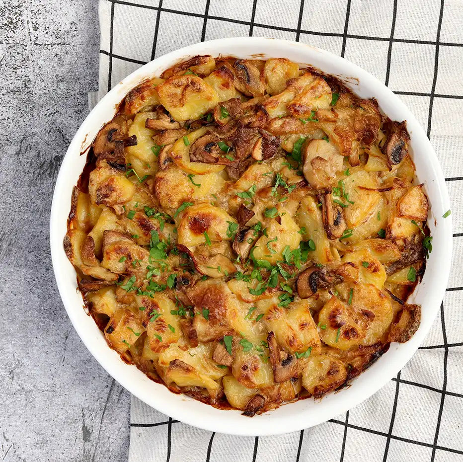 Buffet hot - Pilz–Tempeh–Ofengericht mit Miso & Sesam x 12 Portionen
