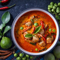 Buffet hot - rotes Thai Curry mit Brokkoli, Karotten und Zuccini x 12 Portionen