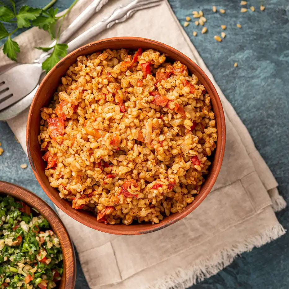 Bulgur mit Paprika und Mandeln x 12 Portionen