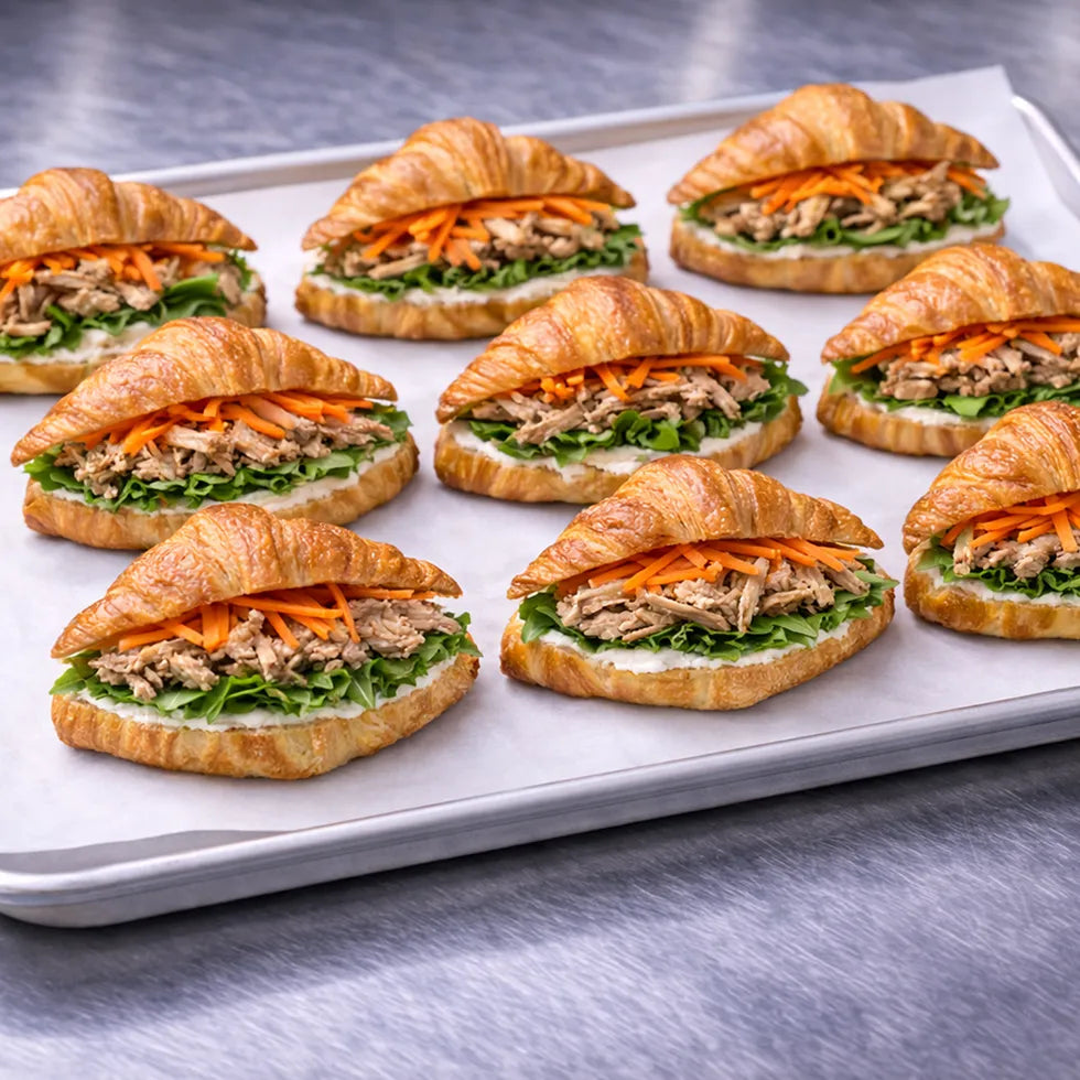 mit pulled Turkey, Salat und Karotte 12 Portionen