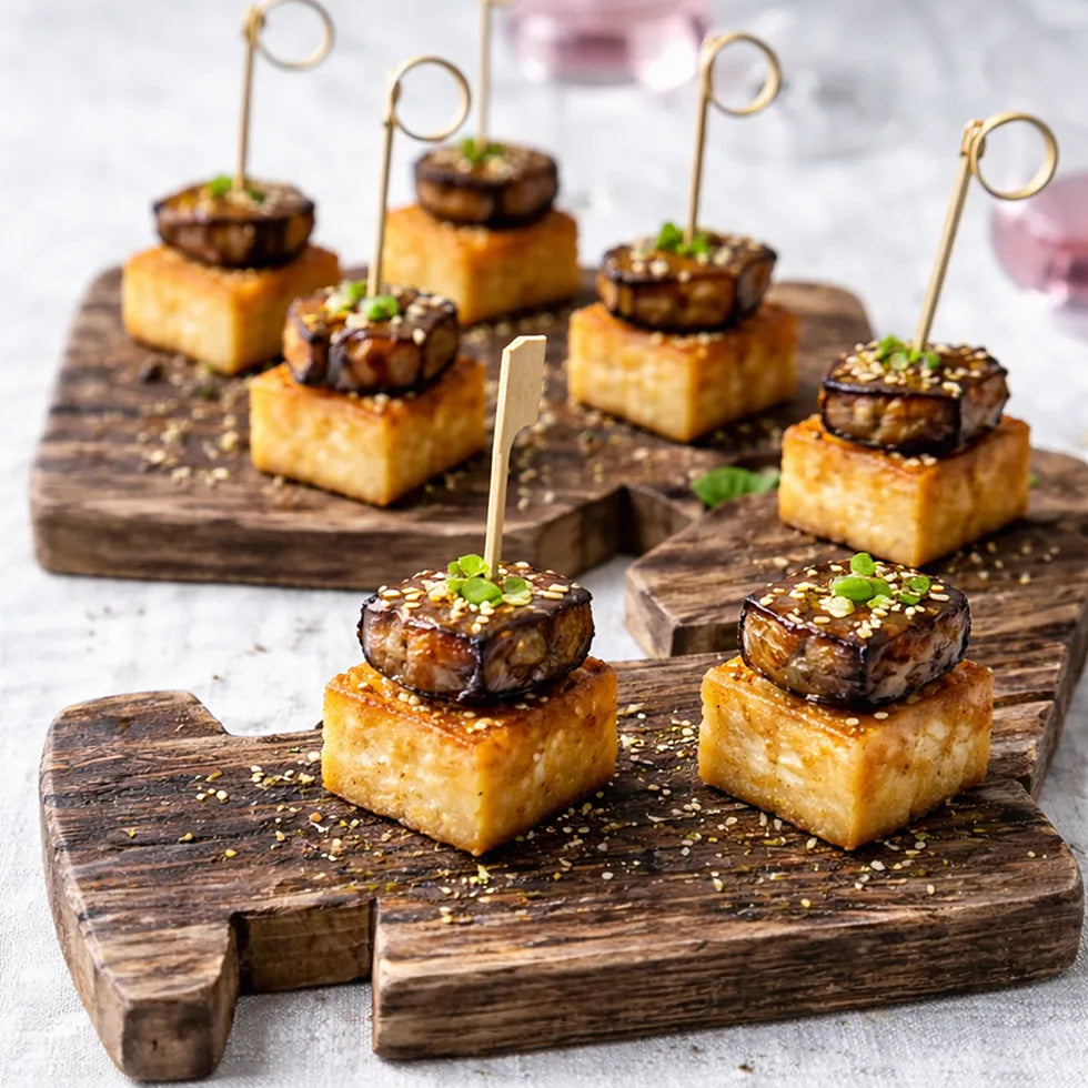 Spieß - Pan Asia Spieß mit crispy Tofu, Aubergine und Soja-Ingwer-Knoblauch-Marinade 20 Portionen