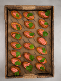 Kartoffelrösti - mit roter Cilantro Creme befühltes Kartoffelschiffchen 20 Portionen