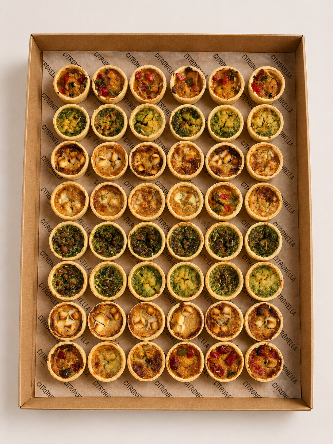 Mixed Box / mini Quiche mix aus 5 Sorten /  25 Portionen
