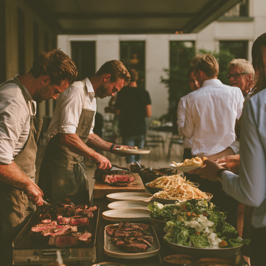 LIVE COOKING - STEAK FRIES & CESAR SALAD STATION - mind. 3std.