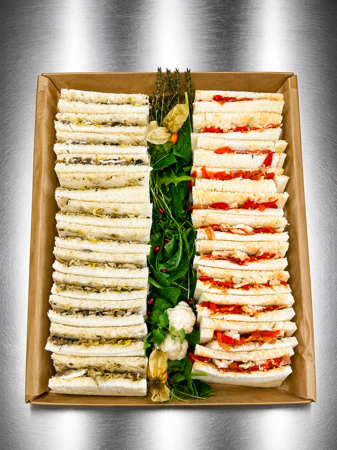 Tea Sandwich mit crispy Cornfrita und  Creme fraiche 16 Portionen